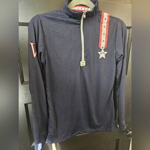 Equine Couture Womens Equestrian Long-Sleeve Quarter Zip Americana Top. Size XS.